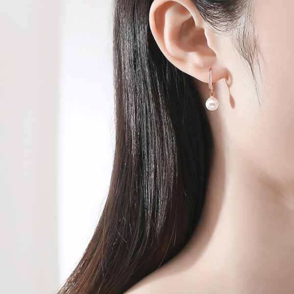 Wholesale Mother's Day Gift Beads Earrings Sterling Silver Temperament Rose Gold Internet Celebrity Earrings Japanese and Korean Ring Earrings Live Supply