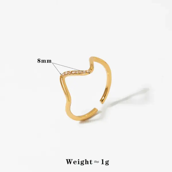 Wholesale Ion Plating (IP) Real Gold Plated 16K Gold White Gold Plated Gold Plating Waves Solid Color 316 Stainless Steel Casual Waterproof Non Tarnish Rings
