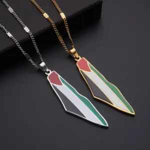 Wholesale Simple Style Geometric National Flag Titanium Steel Wholesale Pendant Necklace
