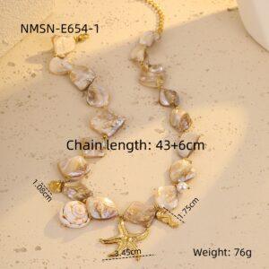 Nmsn-e654-1 white starfish necklace / 18K