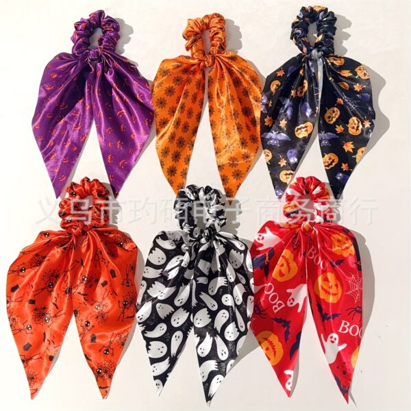 Wholesale Halloween Hair Accessories Ghost Bat Streamer Scrunchie Pumpkin Hair Tie Party Costume Fabric Headband Hair Tie