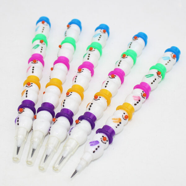 Wholesale Korean Creative Snowman 5-section Building Blocks Pencil Pencil No-cutting Removable Cartoon Student Learning Supplies