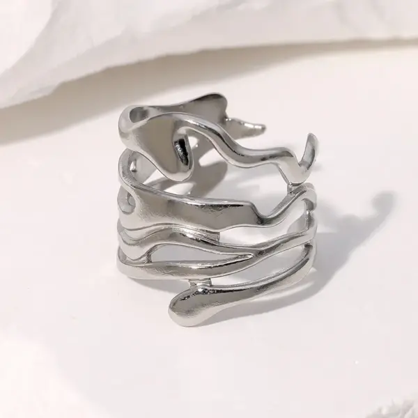 PVD Coated Real Gold Plated 18K Gold Irregular Solid Color 304 Stainless Steel IG Style Simple Style Korean Style Waterproof Non Tarnish Open Rings