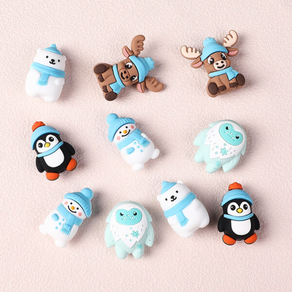 oly-4079406e0ca875fc29a47472f5a46f3c Wholesale New Christmas 3D Cartoon Silicone Reindeer Beads DIY Keychains, Men's and Women's Bracelet Accessories, Snowman Beads
