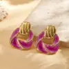 Wholesale Trendy Fashion Ins Style Gold-Plated Imitation Gold 304 Stainless Steel Colorful Oil-Drip Irregular Spiral Pattern Earrings