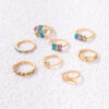 Wholesale Colorful diamond flower ring snake scallop eight-piece set