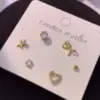 Wholesale 6 Pieces Casual Cute Shiny Fruit Snowflake Plating Inlay Copper Artificial Diamond 14K Gold Plated 16K Gold Plated Ear Studs
