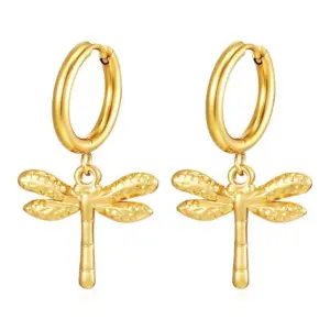 2.5*12 Welding Ring Dragonfly Gold Ear Clip