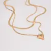 Wholesale Ion Plating (IP) Heart Shape Stainless Steel Sweet Cool Style Waterproof Non Tarnish 304 Stainless Steel Double Layer Necklaces