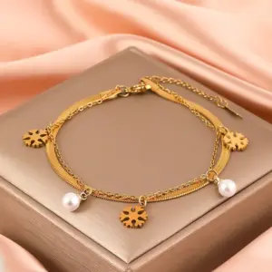 2# Double-Layer Blade Snowflake Pearl/Gold
