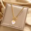 Wholesale 304 Stainless Steel 18K Gold Plated Modern Style Simple Style Round Star Heart Shape Pendant Necklace