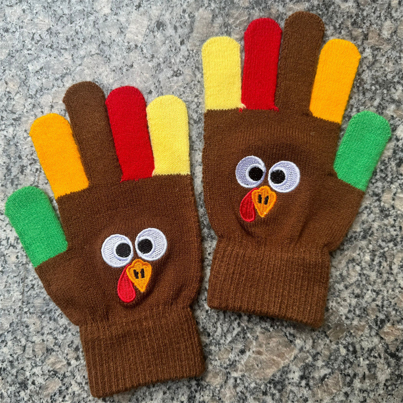 Wholesale Hand-knitted Thanksgiving Christmas Turkey Mittens