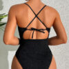 Wholesale 2025 New One-Piece Bikini Swimsuit Cross-Border Amazon Pure Color Slimming Look Beach Vacation Bikini Swimsuit