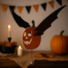 Wholesale Hand-carved flying bat pumpkin-wood hanging
