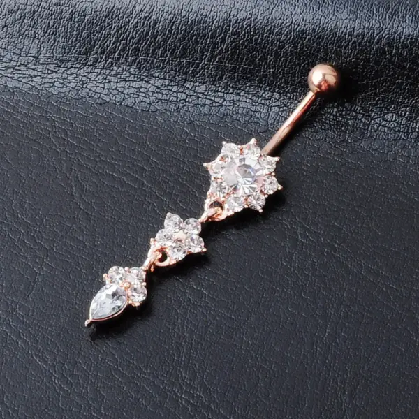 Belly Rings Exaggerated Water Droplets Flower Alloy Diamond