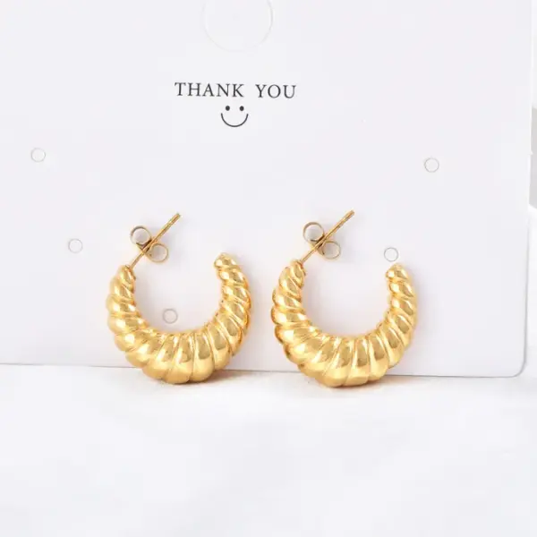 Wholesale 1 Pair IG Style Classic Style C Shape 304 Stainless Steel 18K Gold Plated Stainless Steel Earrings