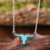 Wholesale Retro punk style turquoise bull head necklace