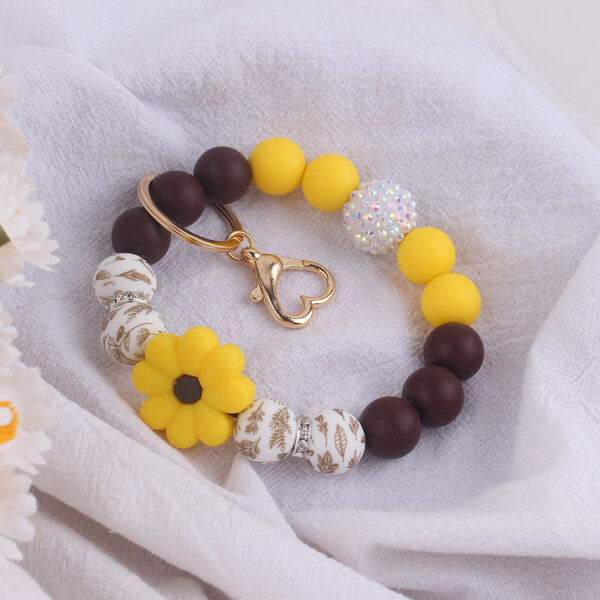 Wholesale Silicone Begonia Daisy European and American Cross-Border Jewelry Silicone Keychain Flower Bracelet Bracelet