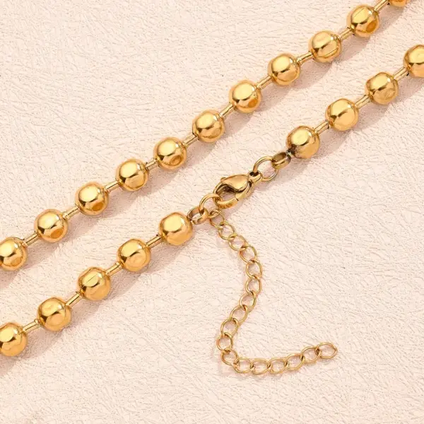 Wholesale Jewelry Modern Style Simple Style Round Oval Solid Color 304 Stainless Steel 18K Gold Plated Polishing Plating Necklace