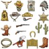 Wholesale Cool Rice Western Cowboy Embroider Cloth Patch Clothing Decorative Patch Patch Cowboy Hat Computer Embroider Patch Revoer Gun Ironing
