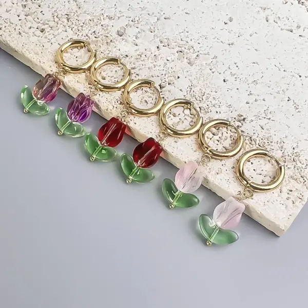 Wholesale 1 Pair Modern Style Flower Plating Stainless Steel 18k Gold Plated Earrings