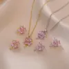 Wholesale Casual Simple Style Four Leaf Clover Heart Shape Titanium Steel Inlay Zircon Earrings Necklace