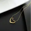 Wholesale 304 Stainless Steel Heart Shape PVD Coated 18K Real Gold Plated Fashion Waterproof Non Tarnish Inlaid Gold Gold Pendant Necklace