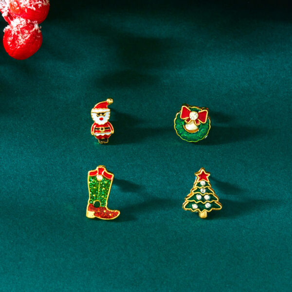 Wholesale Santa Claus Christmas Tree Cane Gingerbread Man Reindeer Earrings