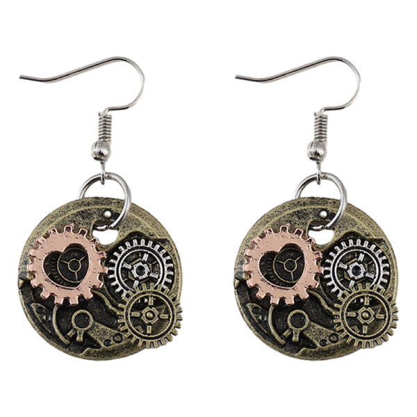 Wholesale Retro punk style mechanical gear earrings