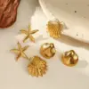 Wholesale 1 Pair Vintage Style Classic Style Scallop Star Starfish Plating 304 Stainless Steel Ear Studs