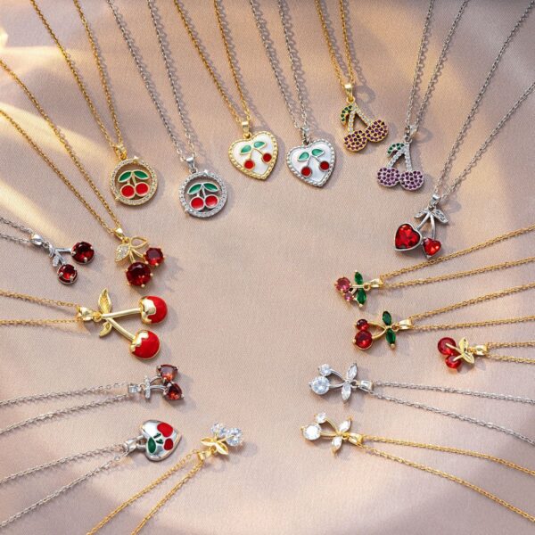 oly-40c1c9ba1c8f862e2835390b01e2d1da Wholesale Necklace Women's Korean-style Cherry Necklace Instagram Style Niche Design Sense Simple Internet Celebrity Same Style Cross-border Titanium Steel Clavicle Chain