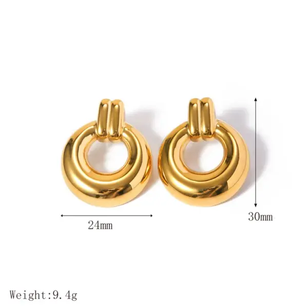 1 Pair Exaggerated Classic Style Round 304 Stainless Steel 18K Gold Plated Drop Earrings