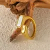 Wholesale PVD Coated 14K Gold Real Gold Plated Round Moon Butterfly 304 Stainless Steel Modern Style Waterproof Non Tarnish Rings