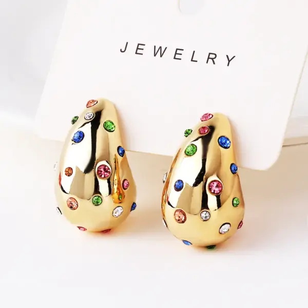 Wholesale 1 Pair Vintage Style Water Droplets Plating Inlay Brass Artificial Gemstones Crystal 18k Gold Plated White Gold Plated Ear Studs