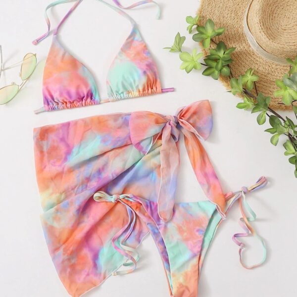 oly-40c9044640d9f0ef02a6ffbb10c90ac4 Wholesale New Swimwear Bikini Tie-Dye Three-Piece Set Colorful Chiffon Fashion Sexy Three-Piece Set Cross-Border Special for Swimwear Women