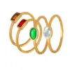 Wholesale 304 Stainless Steel Square Oval PVD Coated Glass Stone Zircon 18K Real Gold Plated Real Gold Plated Simple Style Waterproof Non Tarnish Plating Inlay Gold Rings