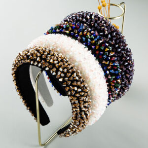 oly-40cd5fbcd175bdd5ecb0b446c22b6bf6 Wholesale Baroque Special-Shaped Colorful Crystal Headband for Women Hand-Sewn Thin Snge Headband Hair Aessories Niche Design