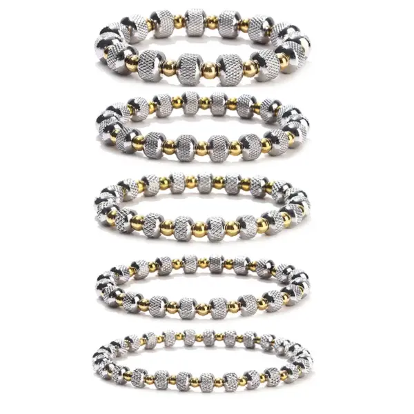 Wholesale 1 Piece Simple Style Circle Stainless Steel Beaded Plating Bracelets