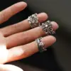 Wholesale Copper Brass Silver Plated Plating Round Flower Zircon Open Rings
