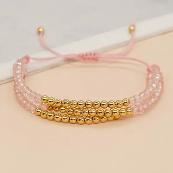 Wholesale Casual Vacation Round Artificial Crystal Copper Bracelets In Bulk