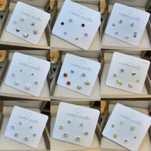 Wholesale 6 Pieces Casual Cute Shiny Fruit Snowflake Plating Inlay Copper Artificial Diamond 14K Gold Plated 16K Gold Plated Ear Studs