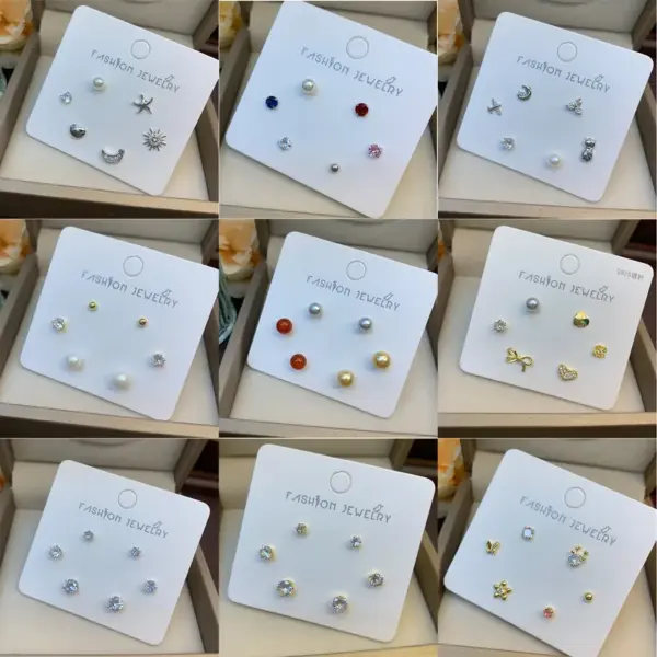 Wholesale 6 Pieces Casual Cute Shiny Fruit Snowflake Plating Inlay Copper Artificial Diamond 14K Gold Plated 16K Gold Plated Ear Studs