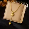 Wholesale Jewelry Vacation Classic Style Heart Shape 304 Stainless Steel Plating Pendant Necklace Snake Chain