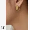 Wholesale Heart Plating 304 Stainless Steel Titanium Steel No Inlaid 18K Gold Plated Vacuum Plating PVD Coated Earrings