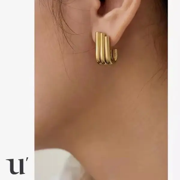 Wholesale Heart Plating 304 Stainless Steel Titanium Steel No Inlaid 18K Gold Plated Vacuum Plating PVD Coated Earrings