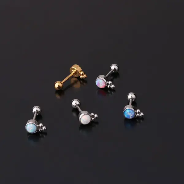 Ear Cartilage Rings & Studs Fashion Geometric 316L Stainless Steel Inlaid Gemstone