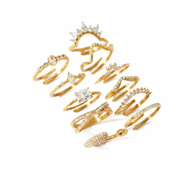 PVD Coated Real Gold Plated Circle 304 Stainless Steel Retro Waterproof Non Tarnish Rings