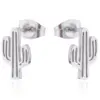 Wholesale PVD Coated 18K Gold Real Gold Plated Cactus 304 Stainless Steel Casual Waterproof Non Tarnish Ear Studs