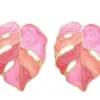 1 Pair Vacation Leaf Plating Inlay Metal Pearl Ear Studs