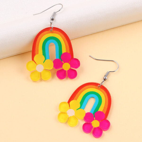 Wholesale 2025 Vacation Style Acrylic Stud Earrings with Flowers and Rainbow Slippers - Fresh and Sweet Style for Women